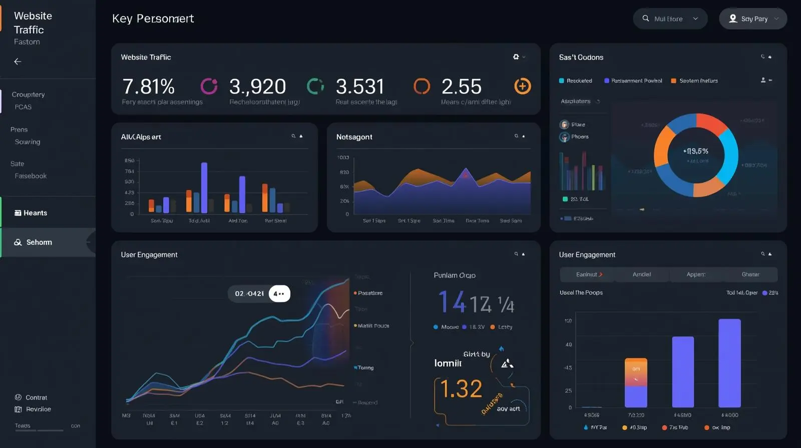 Digital marketing data visualization charts