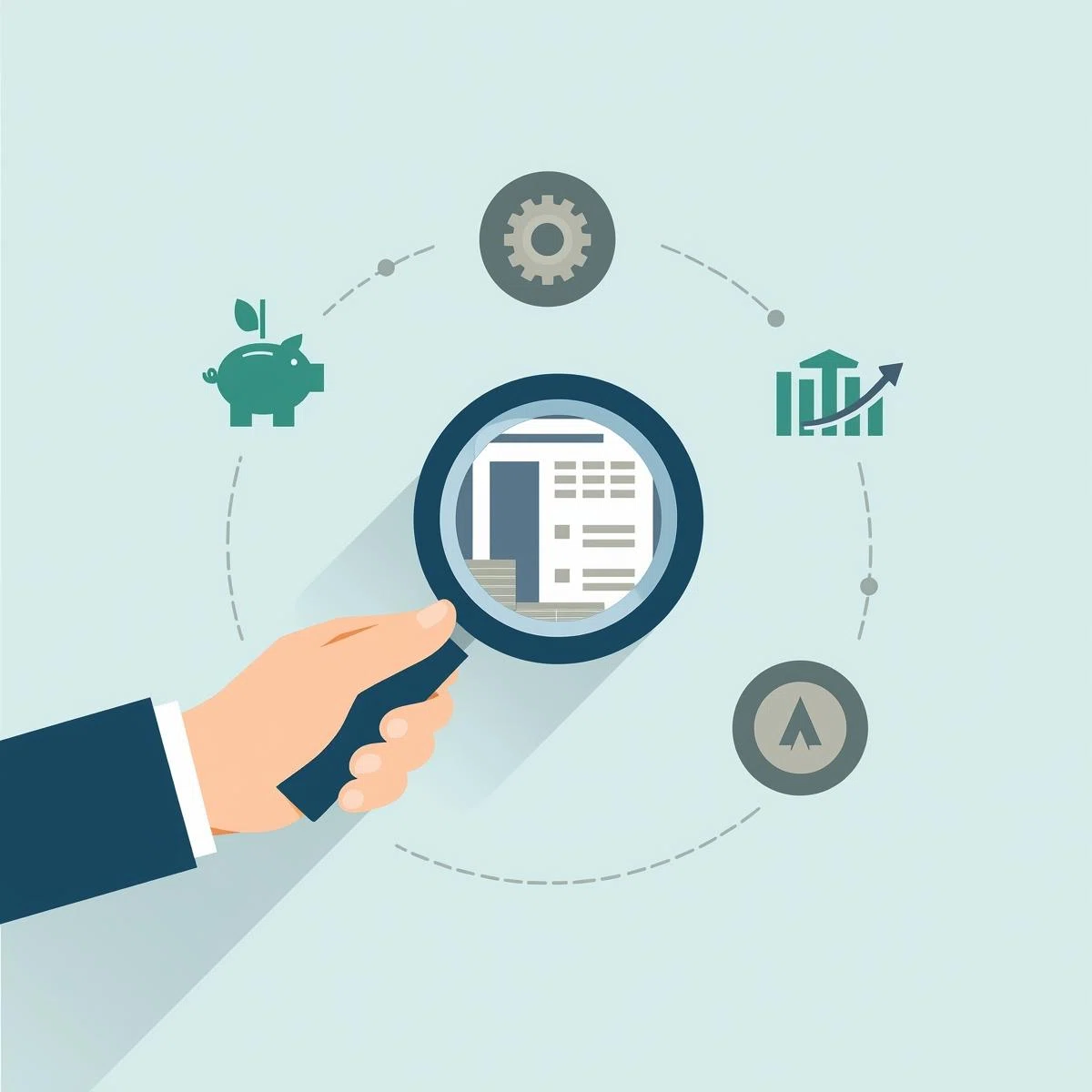Startup financial discipline concept with savings and growth icons