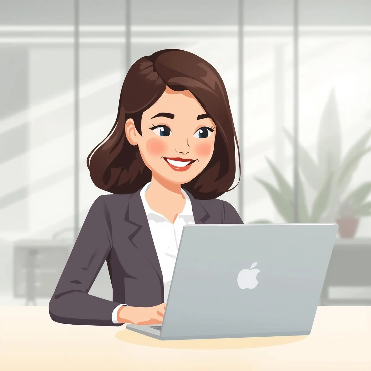 Friendly professional character with laptop