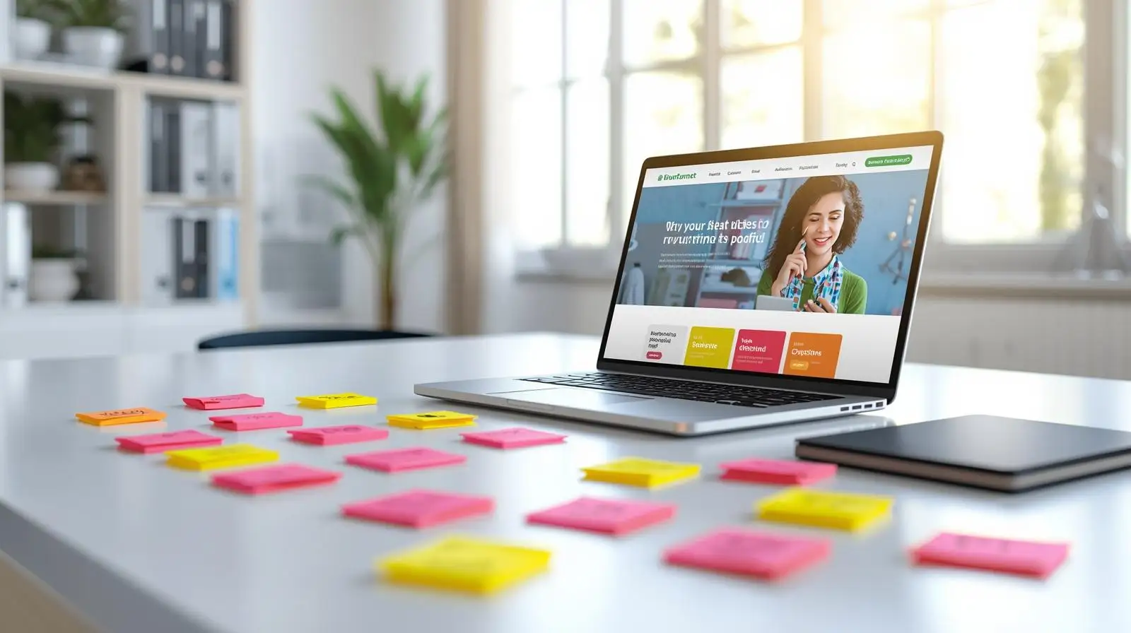 Office laptop with web mockup