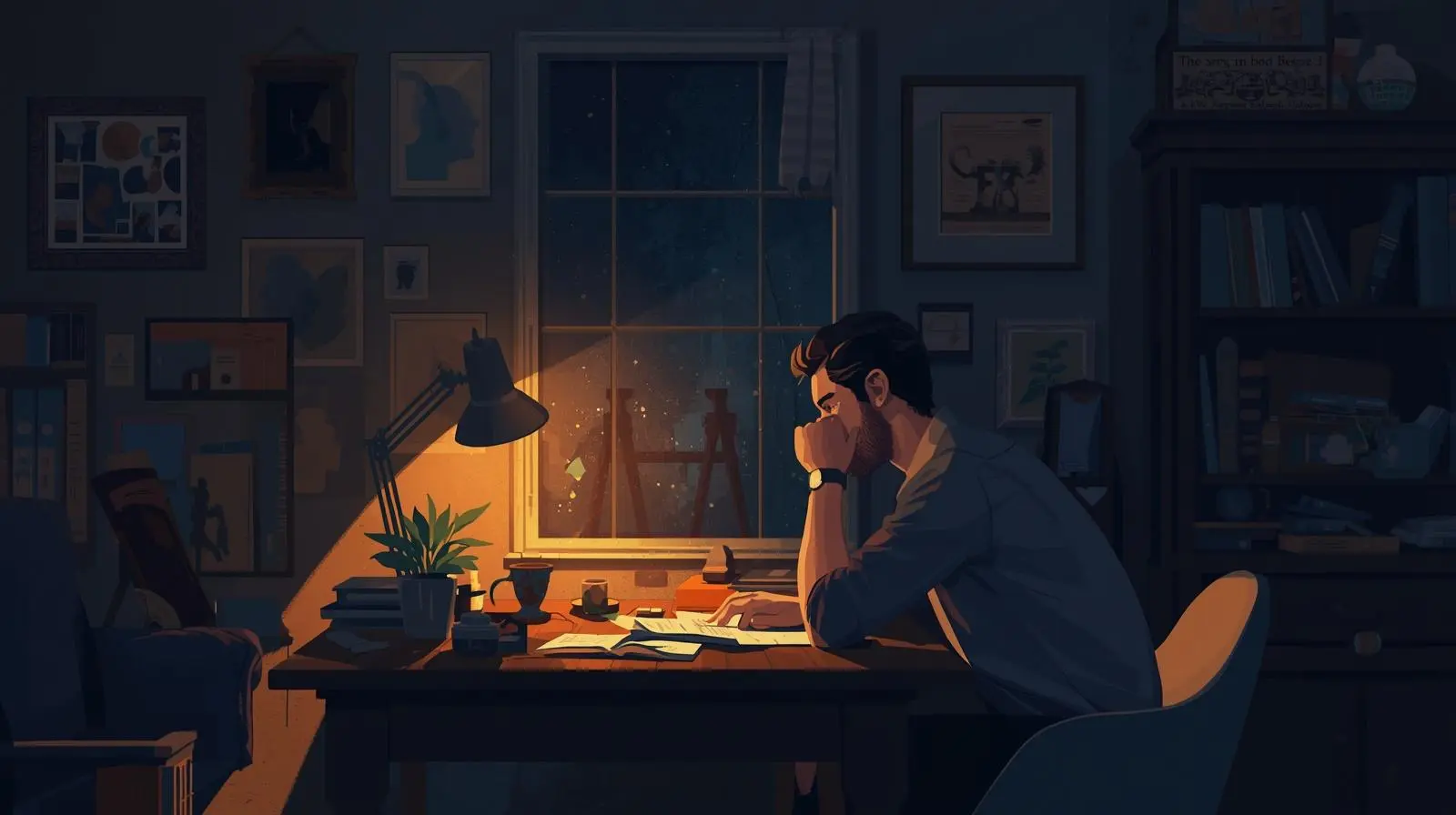 Lofi aesthetic study room art