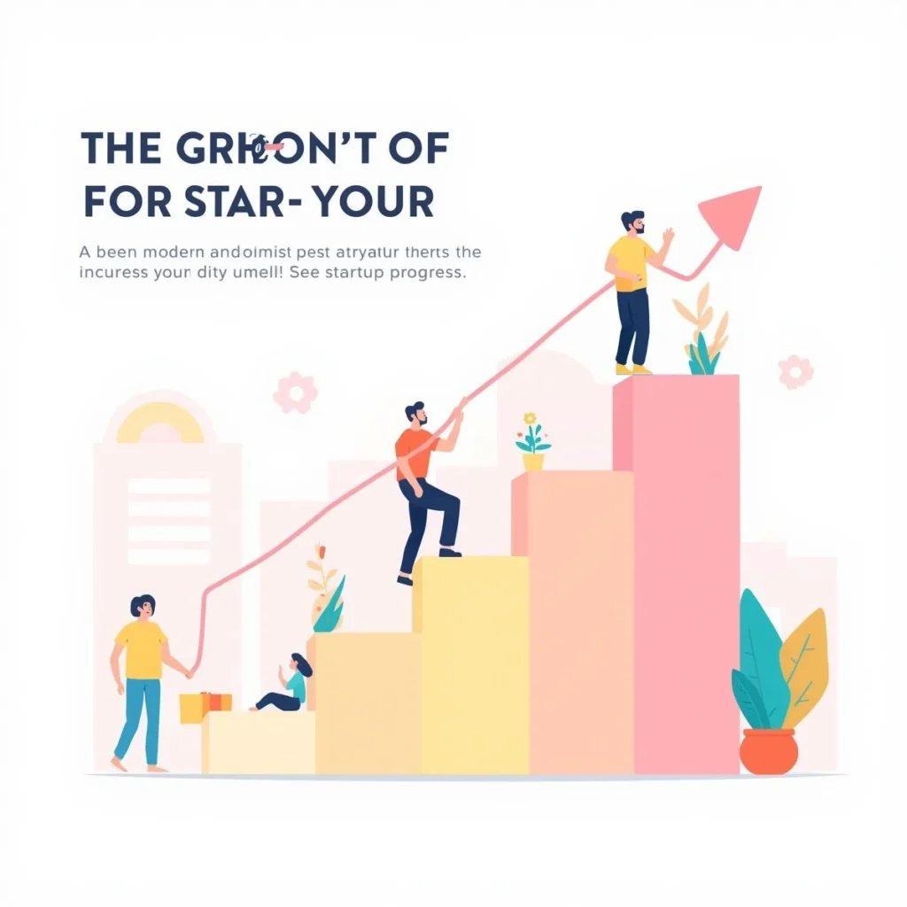 Step-by-step startup growth and development illustration