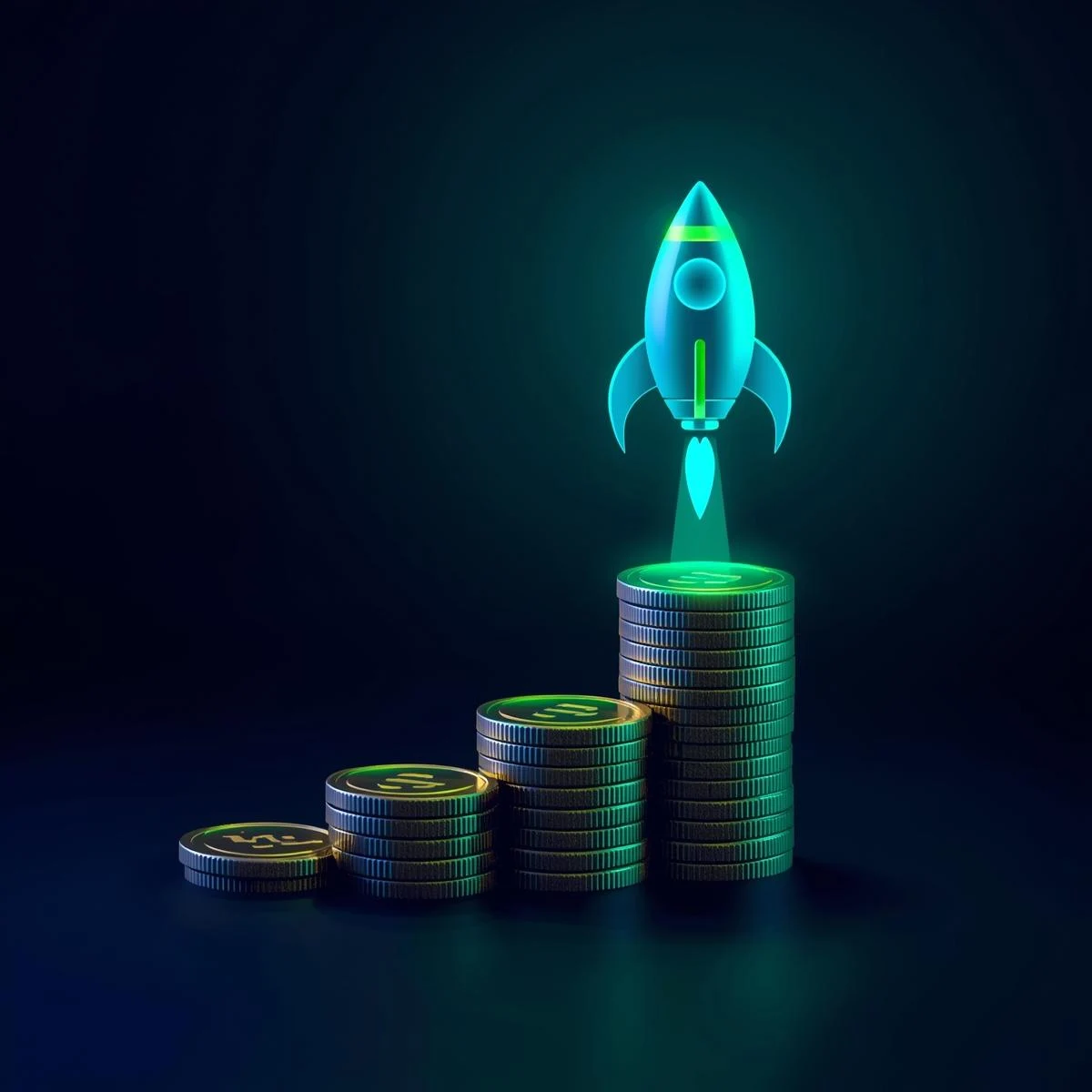 Rocket launch symbolizing startup financial success and investment