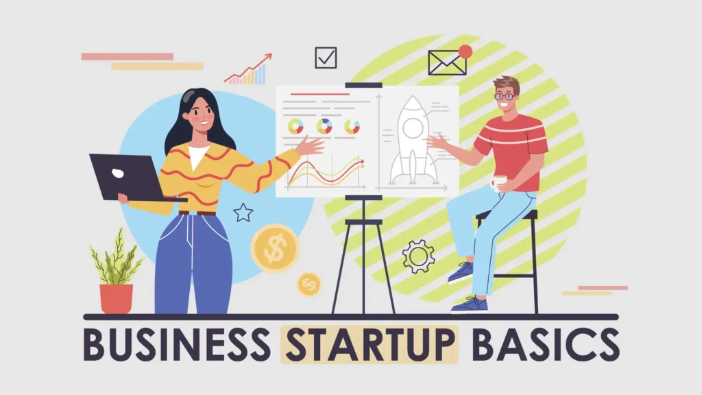 Business professionals planning startup success