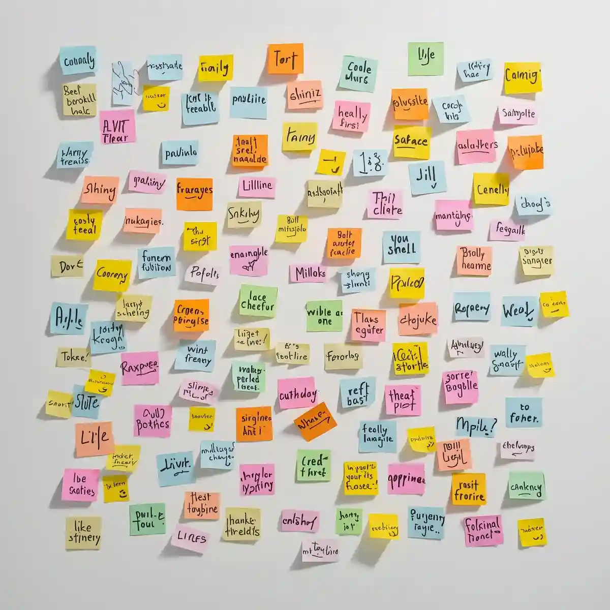 Creative business name ideas on sticky notes
