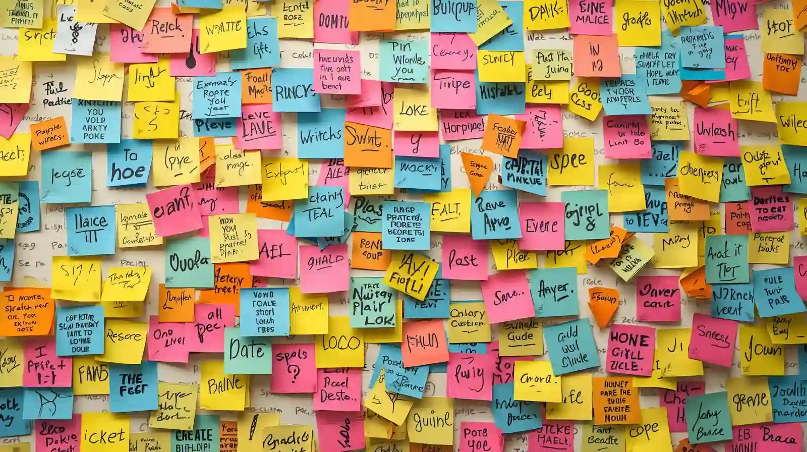 Colorful sticky notes on wall
