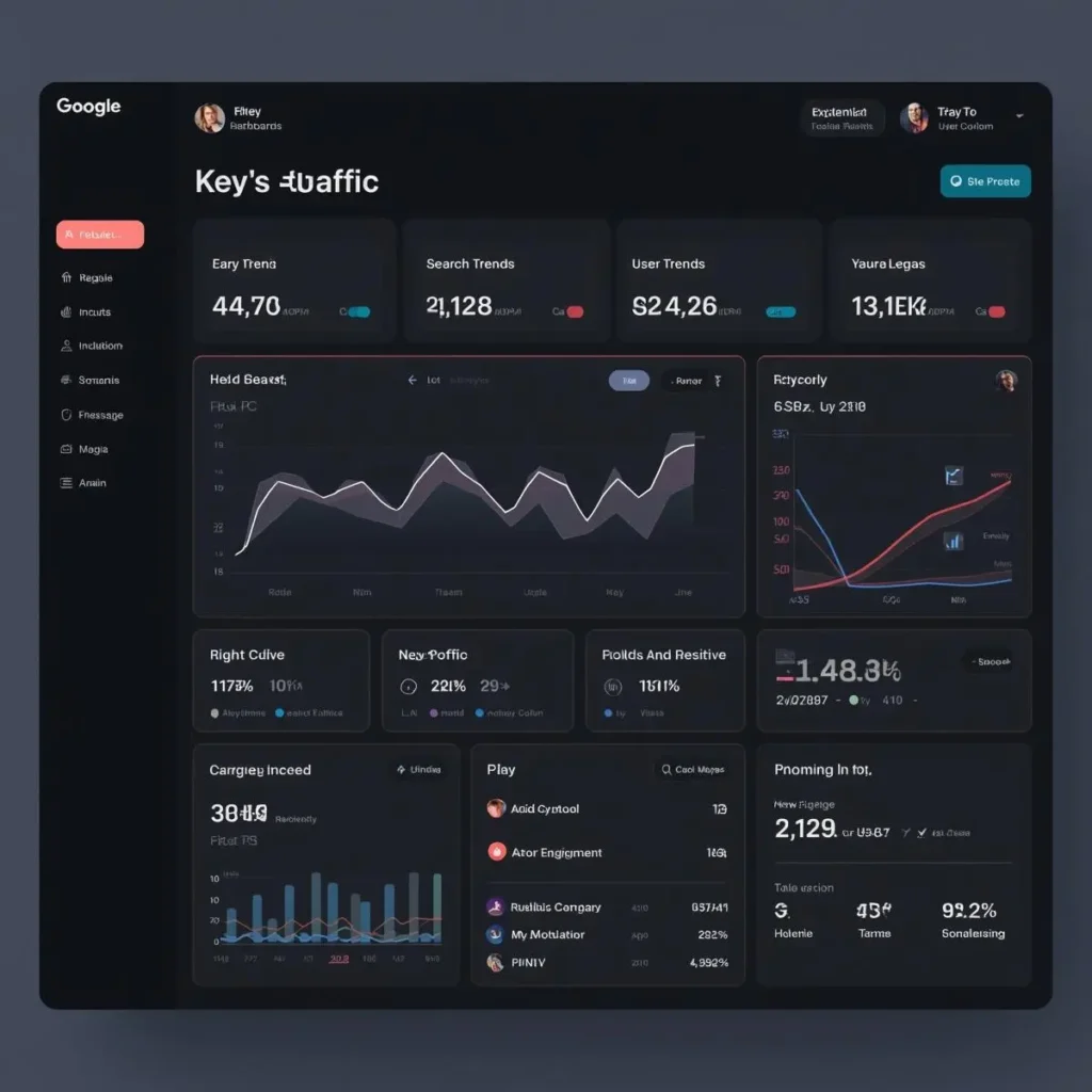 Digital marketing dashboard tracking startup growth and traffic