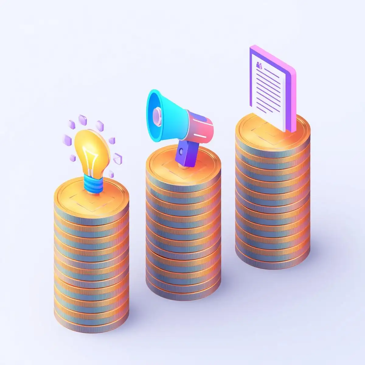 3D infographic of business startup costs and investment priorities