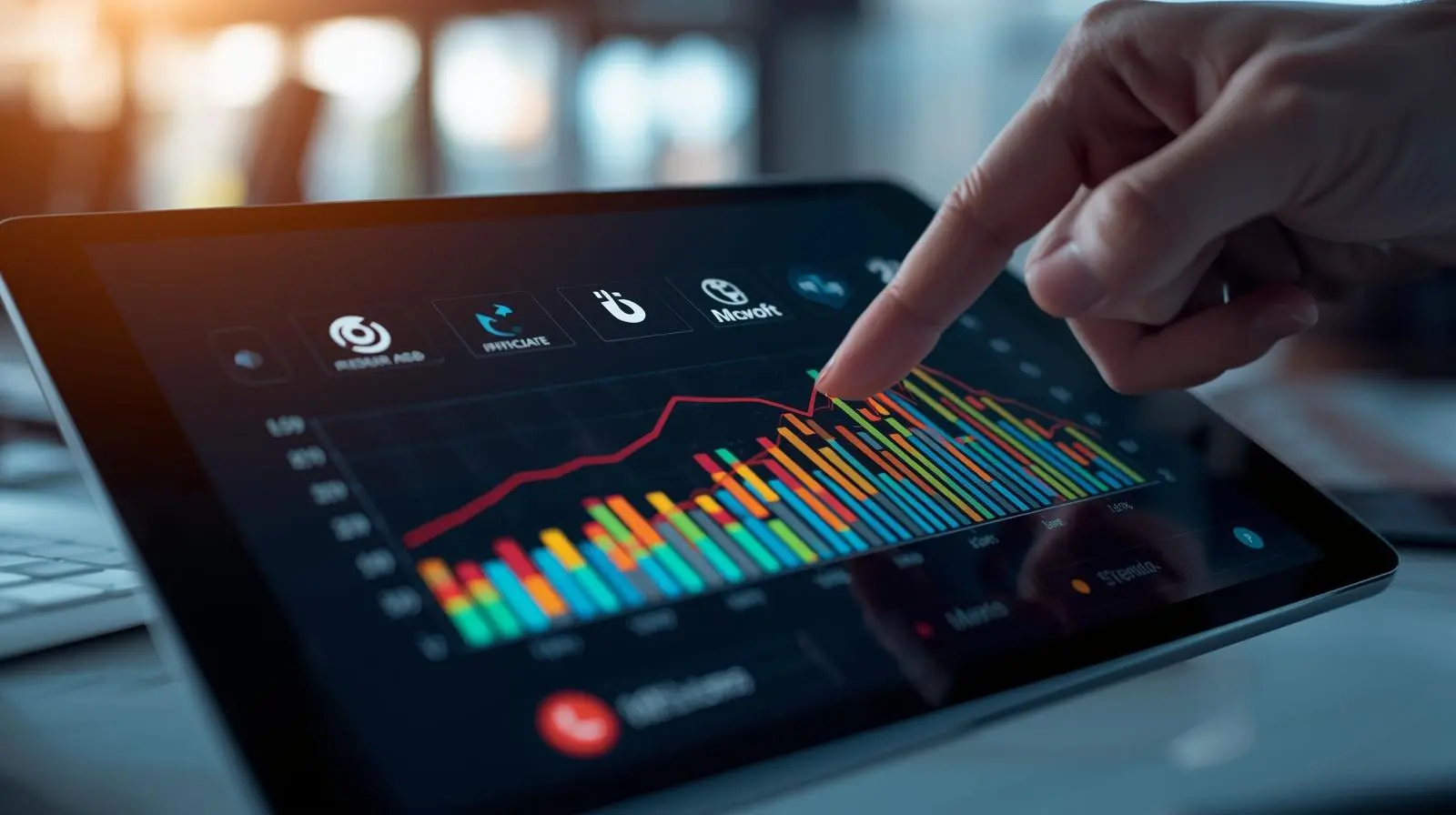 Business growth charts and market analysis