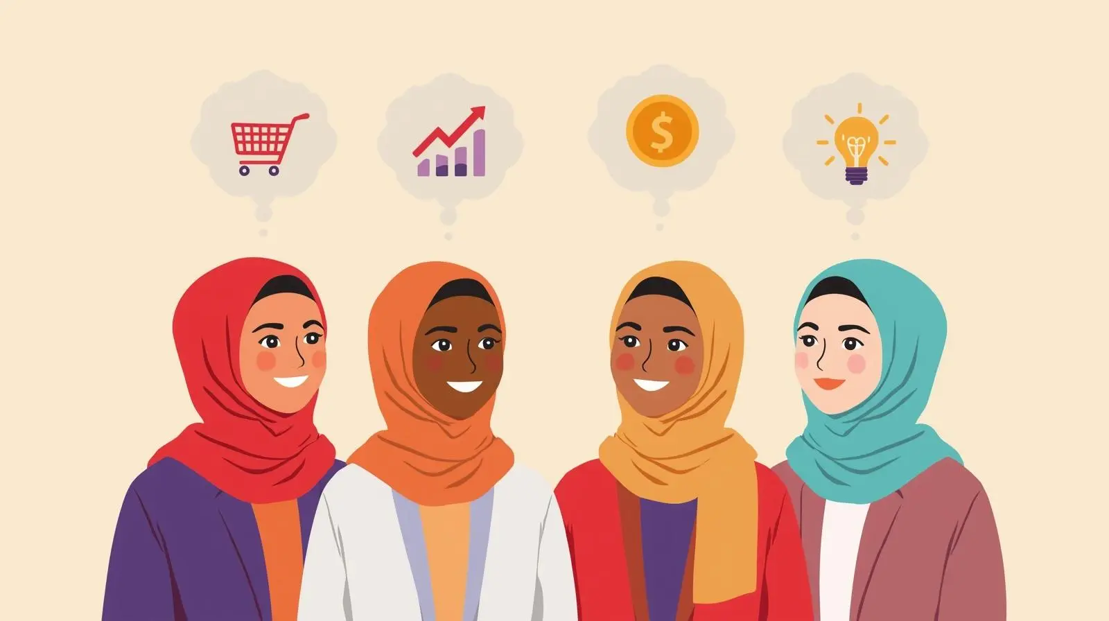 Diverse group of women in business illustration