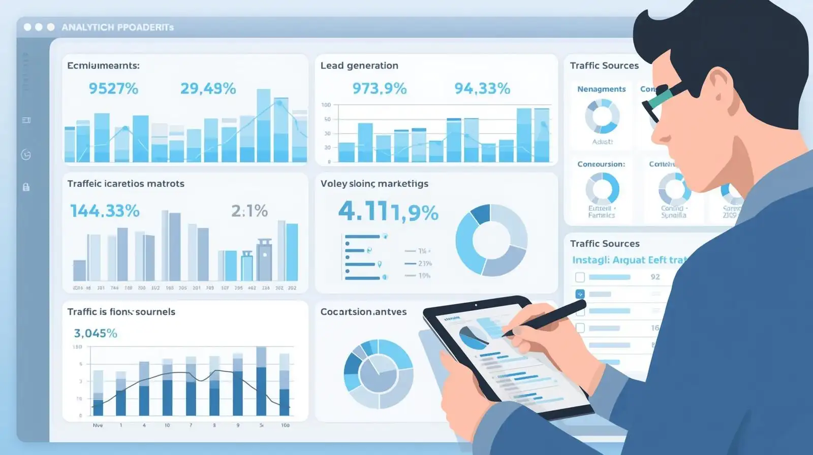 SEO analytics dashboard illustration