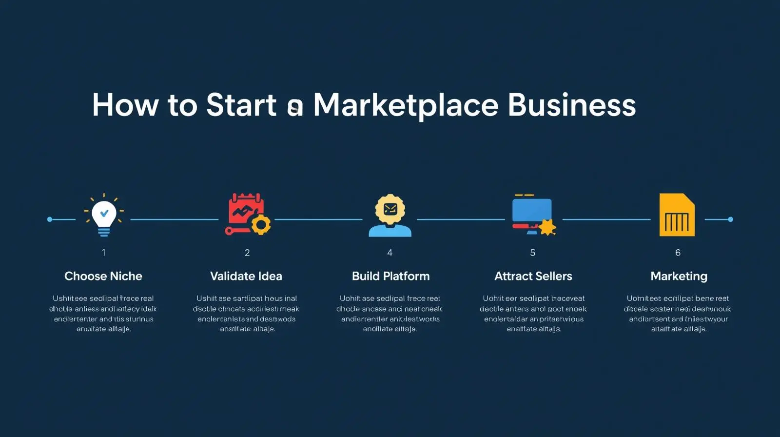 Marketplace business startup roadmap infographic
