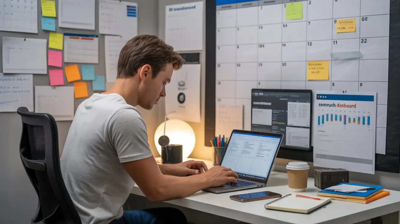 SEO content calendar planning workspace