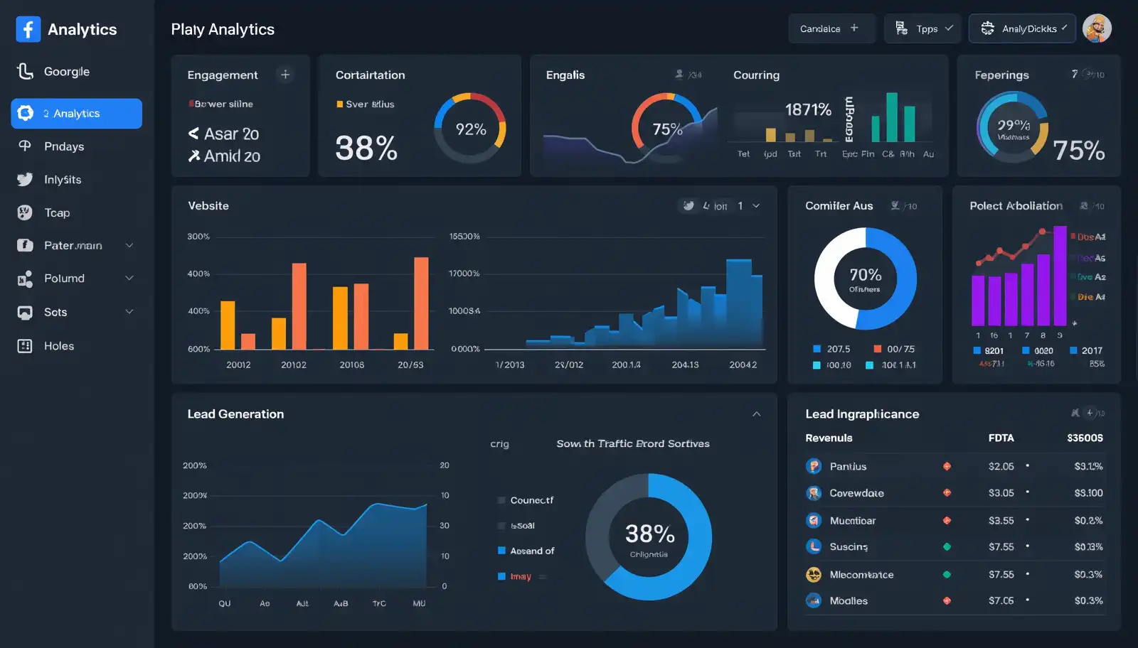 Lead generation data visualization interface
