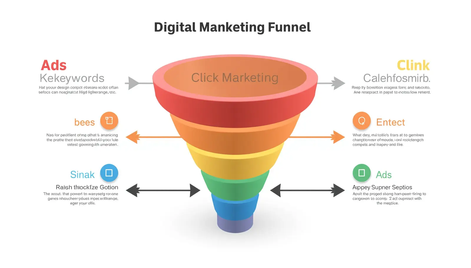 Multi-stage conversion funnel infographic