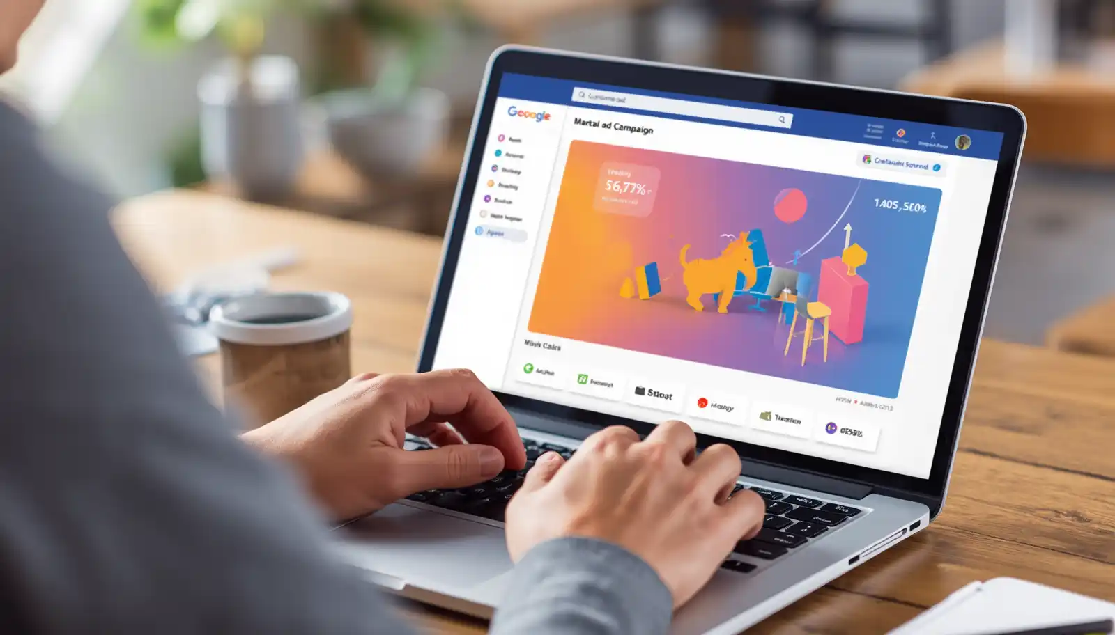 Person managing Google ad campaign