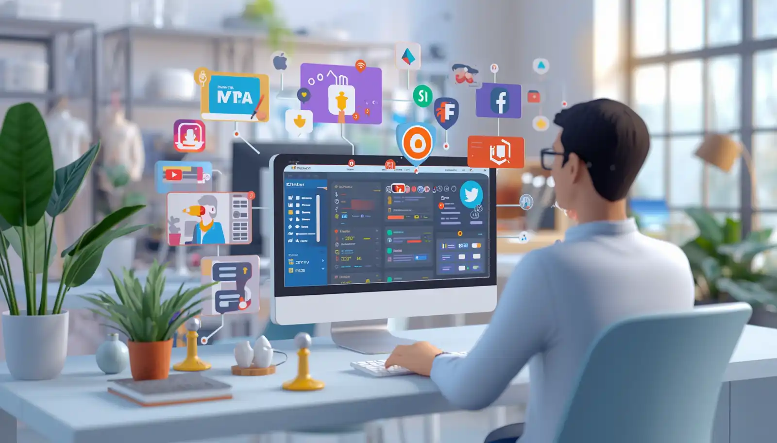 Professional working on digital marketing